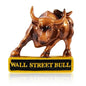 3D ceramic Wall Street bull statue fridge magnet with glossy bronze finish.
