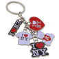 Metal I LOVE NY key chain with five charms