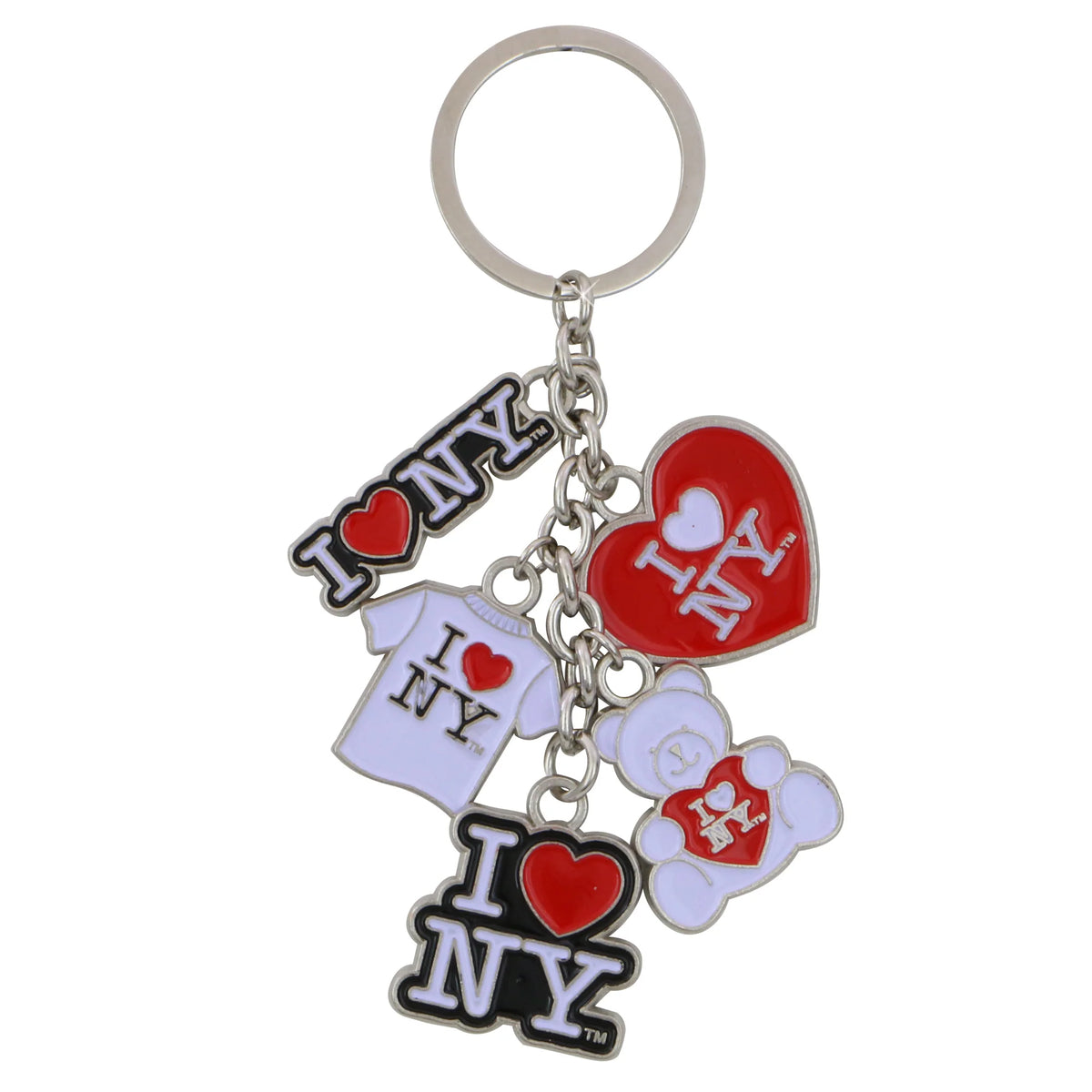 I LOVE NY Metal Key Chain with 5 Charms