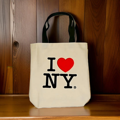 I LOVE NY Polyester Tote Bag in Natural