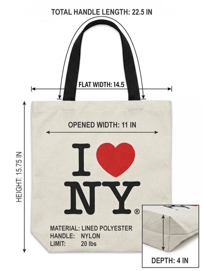 I LOVE NY Polyester Tote Bag in Natural