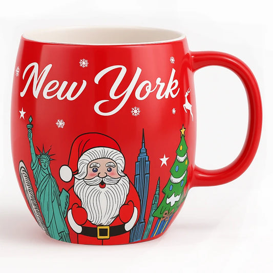 New York Noel Holiday Mug with red finish