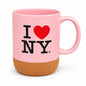 Pink ILNY mug with a cork base