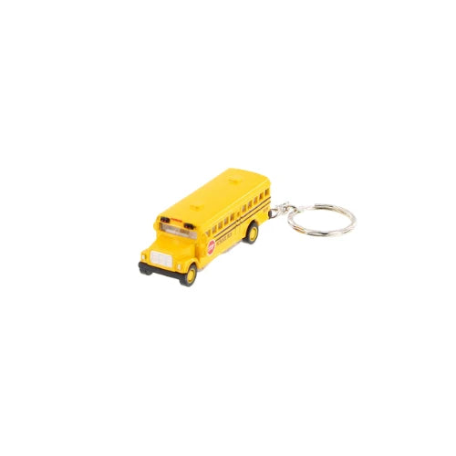 Diecast metal school bus keychain
